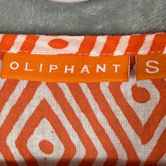 Oliphant Tunic Small Orange V-neck Geometric Cover-up - Picture 3 of 9